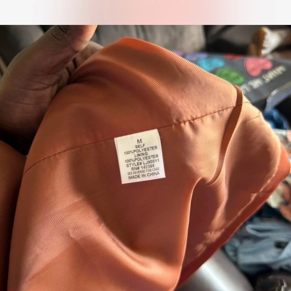 essue Double-Breasted Belted Blazer in Rust - Picture 5 of 5